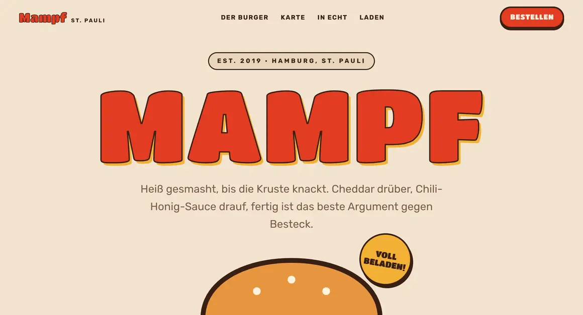 Entwurf einer Website, Smashburger · Hamburg