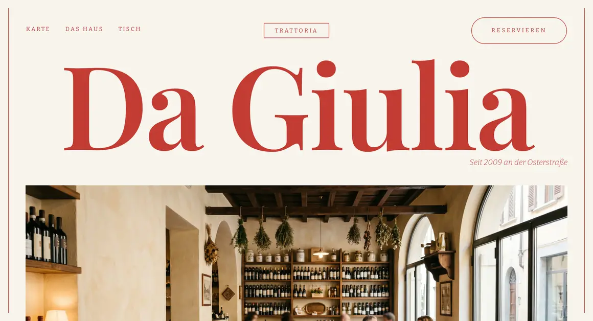 Entwurf einer Website, Trattoria · Hamburg